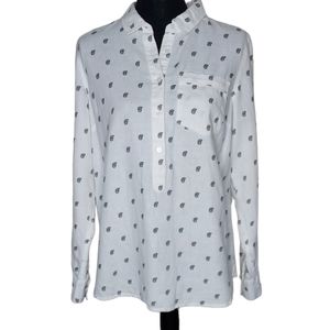 Tommy Hilfiger Boyfriend Fit Pullover Half Button Pocket Top Size Medium